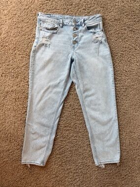 American Eagle Light Blue High-Rise Distressed Cropped Jeans
